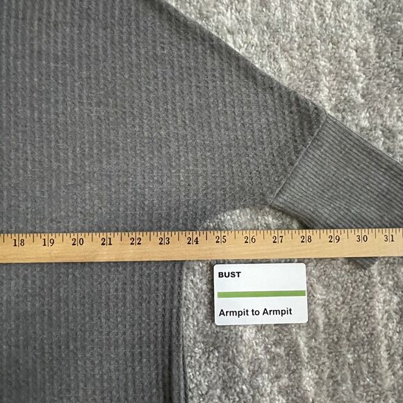 Massini Cowl Neck Waffle Knit Layering Top Women's Size S Gray Fitted Sleeves - Picture 10 of 11